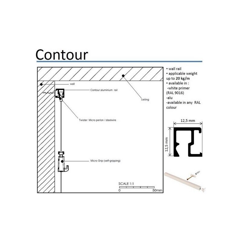 Artiteq Contour_bily_2m | Contour Rail bílý (2m)