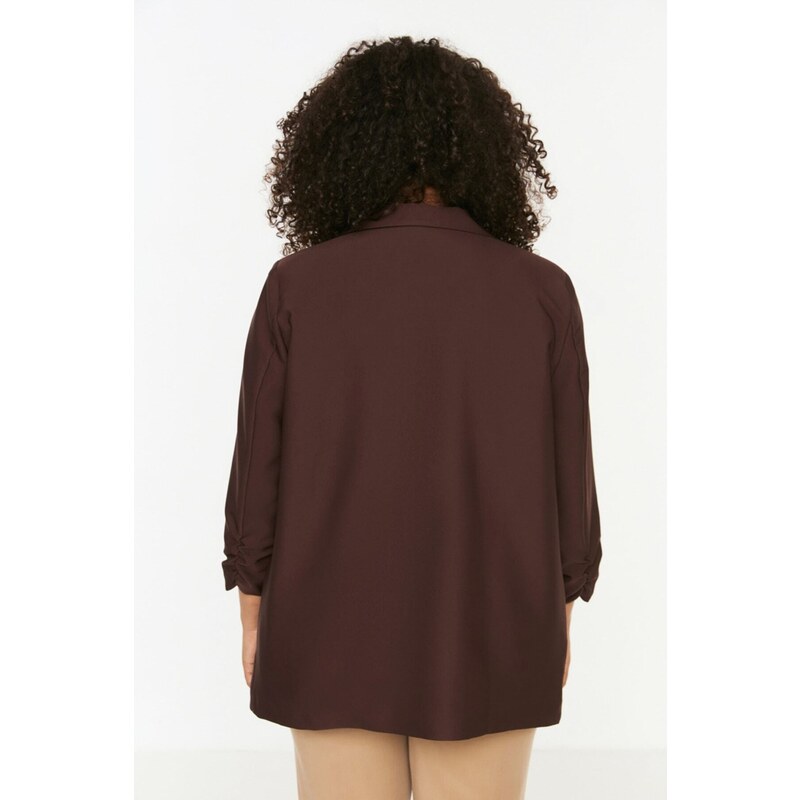 Trendyol Curve Brown Collar Detailed Jacket