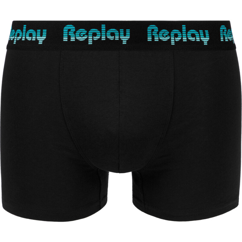 Replay Boxerky Boxer Style 5 Jacquard Logo 2Pcs Box - Black/D Gmel/Azure - Pánské