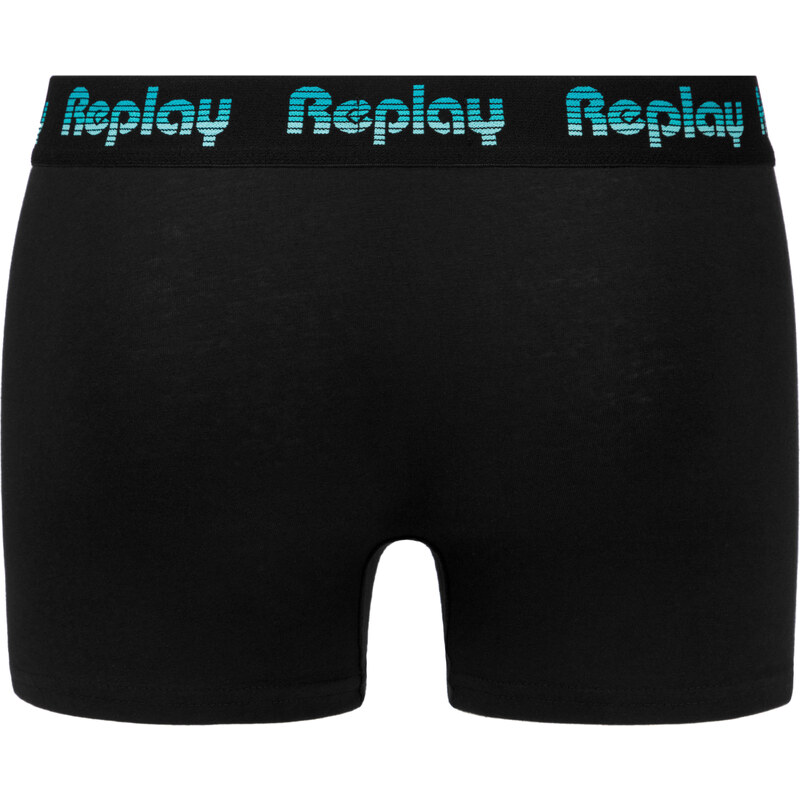 Replay Boxerky Boxer Style 5 Jacquard Logo 2Pcs Box - Black/D Gmel/Azure - Pánské