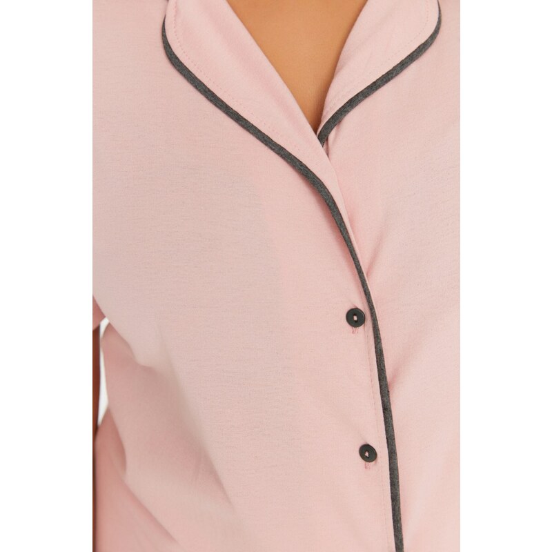 Trendyol Curve Plus Size Pajama Set - Pink - Plain