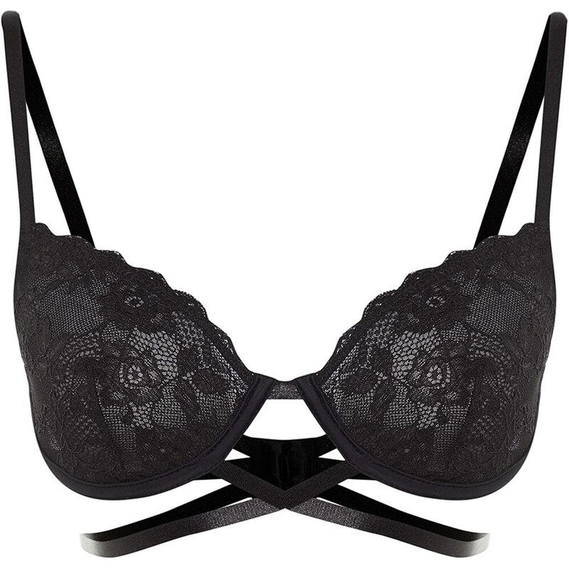 Trendyol Black Lace Piping Detailed Bra