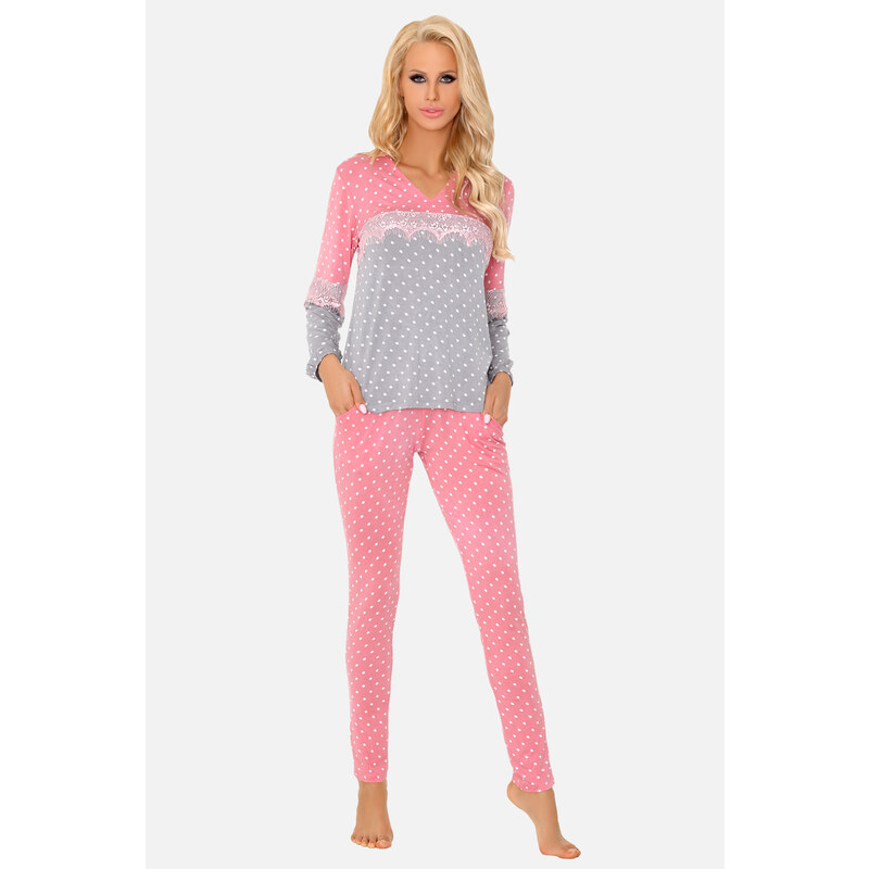 LivCo Corsetti Fashion Mayte růžové a šedé pyžamo