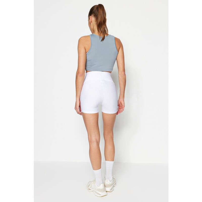 Trendyol White Recovery Knitted Sports Shorts Leggings