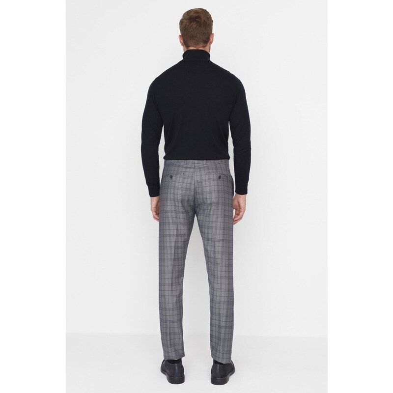 Trendyol Mens Gray Regular Fit Plaid