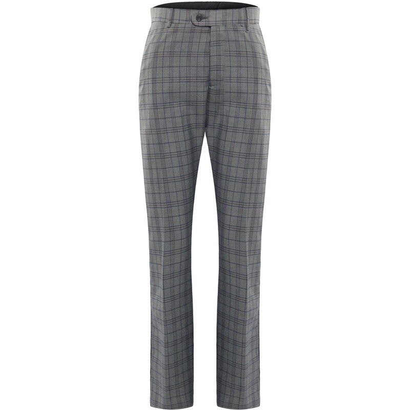 Trendyol Mens Gray Regular Fit Plaid