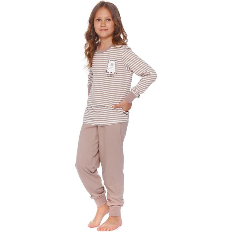 DN Nightwear Dětské pyžamo Bear hnědé s pruhy