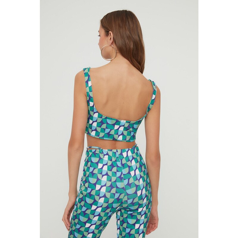 Trendyol Green Geometric Patterned Knitted Bustier