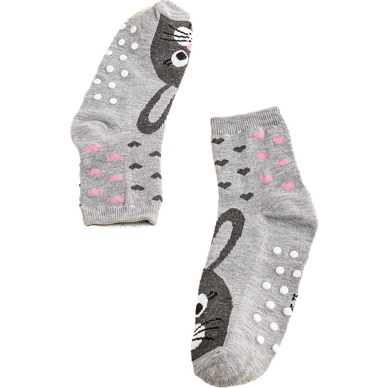 Non-slip girls' socks Shelvt gray bunnies