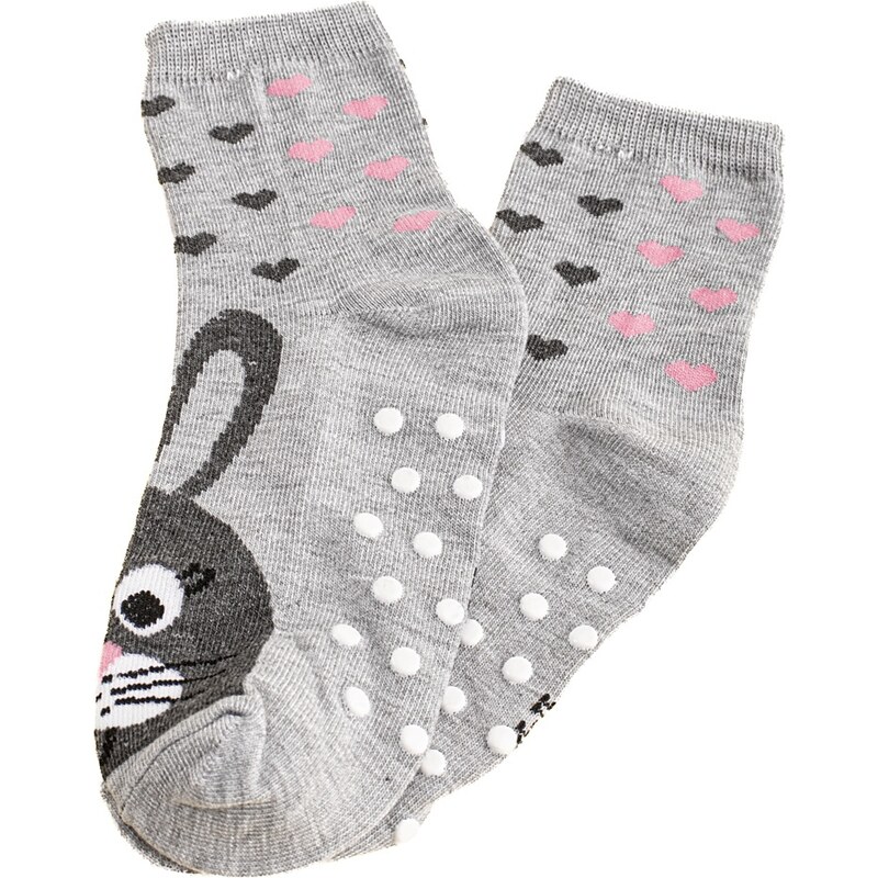 Non-slip girls' socks Shelvt gray bunnies