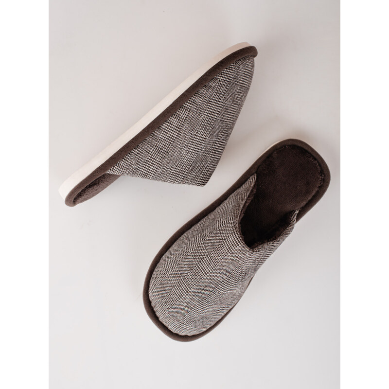 Shelvt Light shelovet brown men's slippers