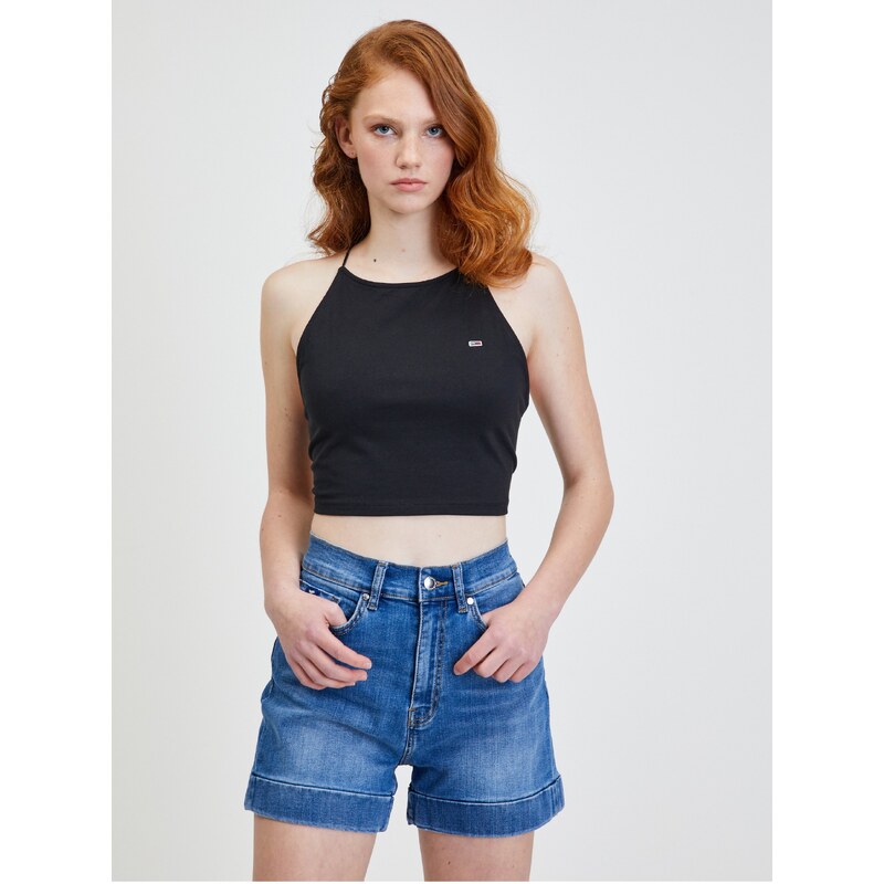 Tommy Hilfiger Černý dámský crop top Tommy Jeans - Dámské