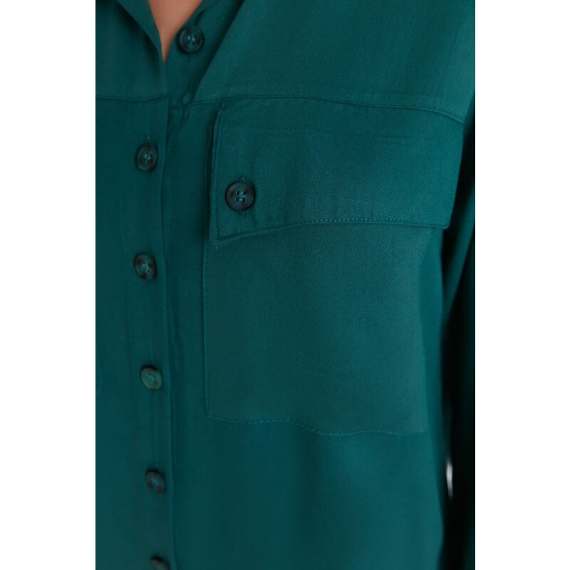 Trendyol Oil Double Pocket Woven Shirt