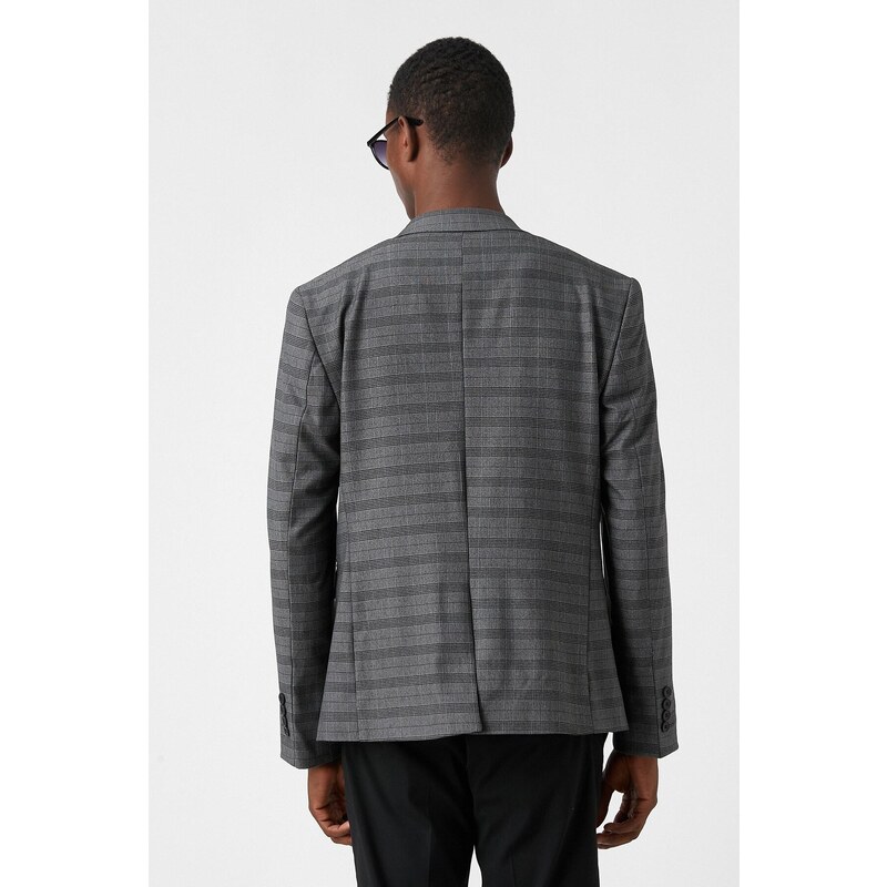 Koton Men's Gray Plaid Jacket