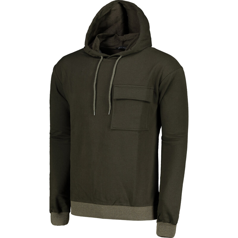 Trendyol Khaki Regular Fit Hooded Pocket Detail Cotton Sweatshirt