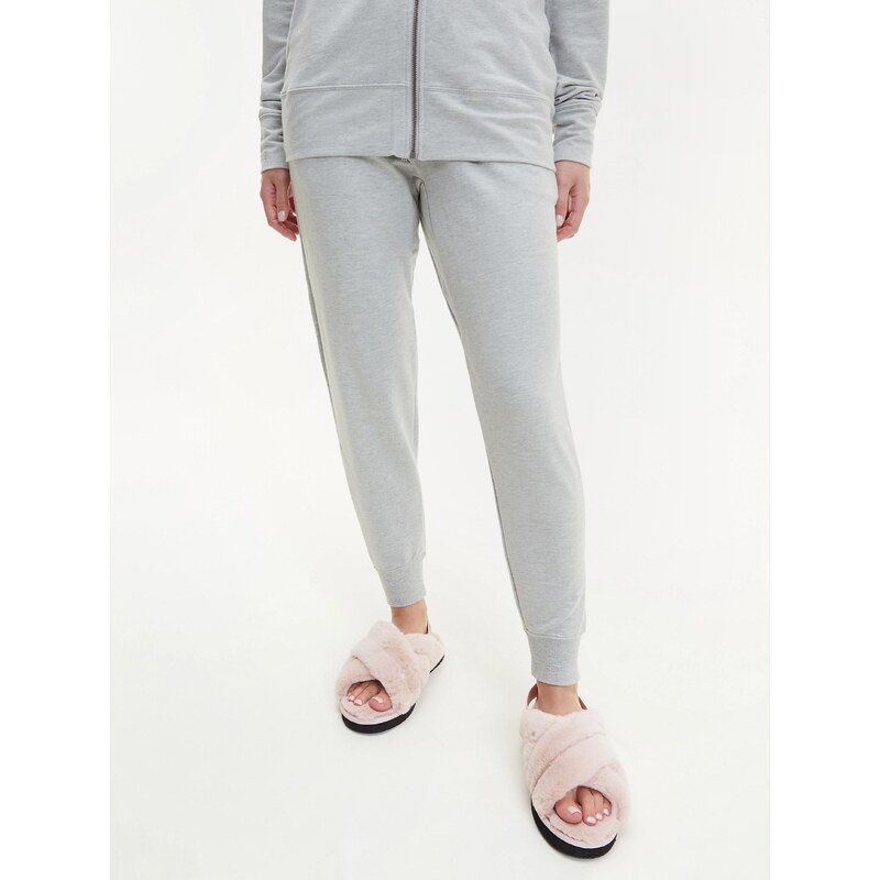 Světle šedé dámské žíhané tepláky Calvin Klein Jeans - Dámské