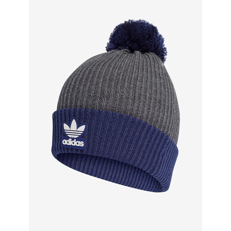 Modro-šedá dámská čepice adidas Originals Pom Beanie - Dámské