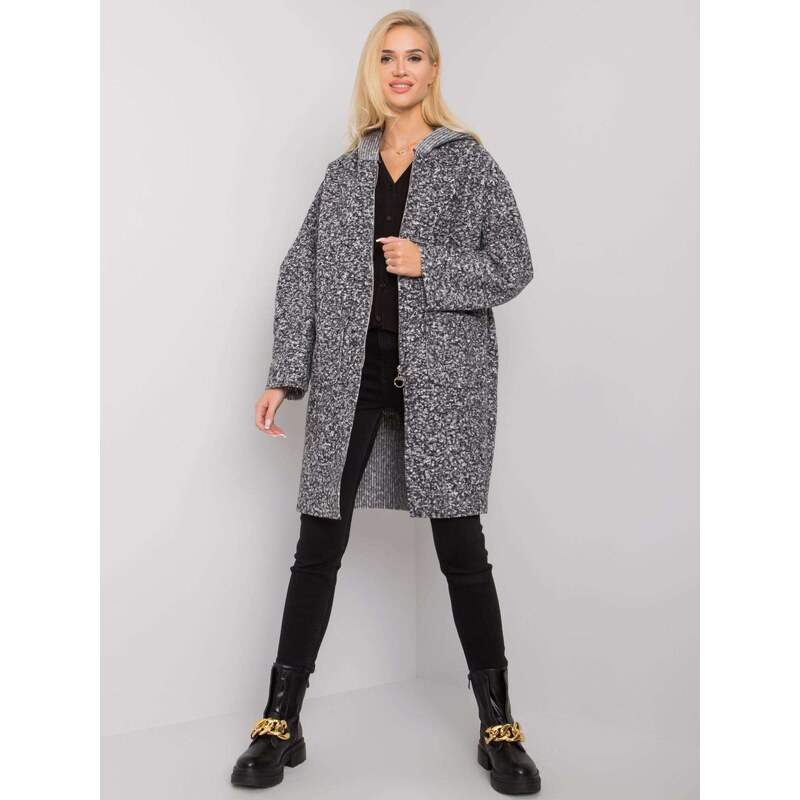 Fashionhunters Cordelia šedý kabát s kapucí OCH BELLA