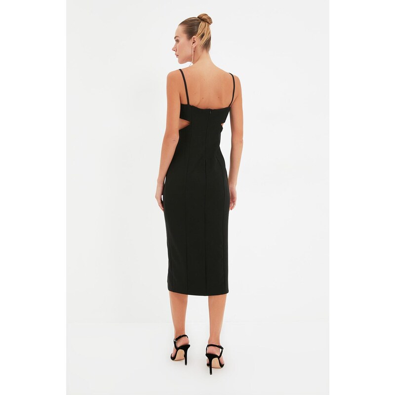 Trendyol Black Cut Out Detailed Stylish Evening Dress