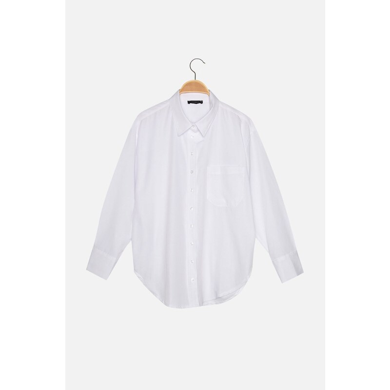 Trendyol White Boyfriend/Wide Fit Woven Shirt