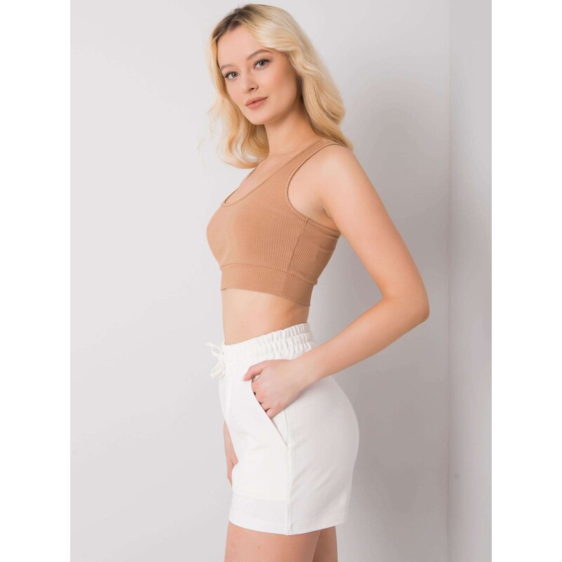 Fashionhunters RUE PARIS Camel crop top