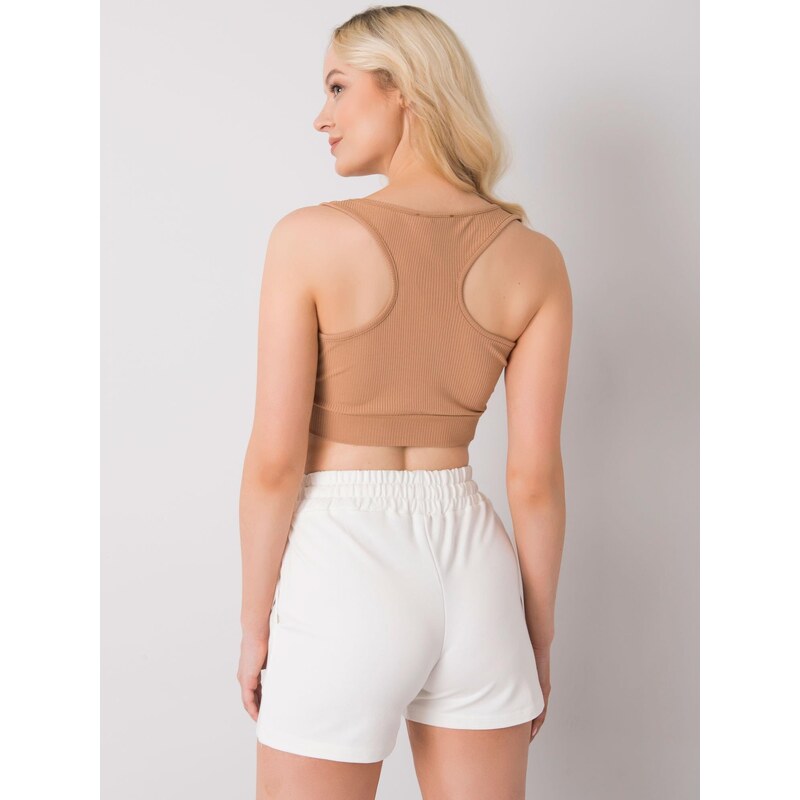 Fashionhunters RUE PARIS Camel crop top