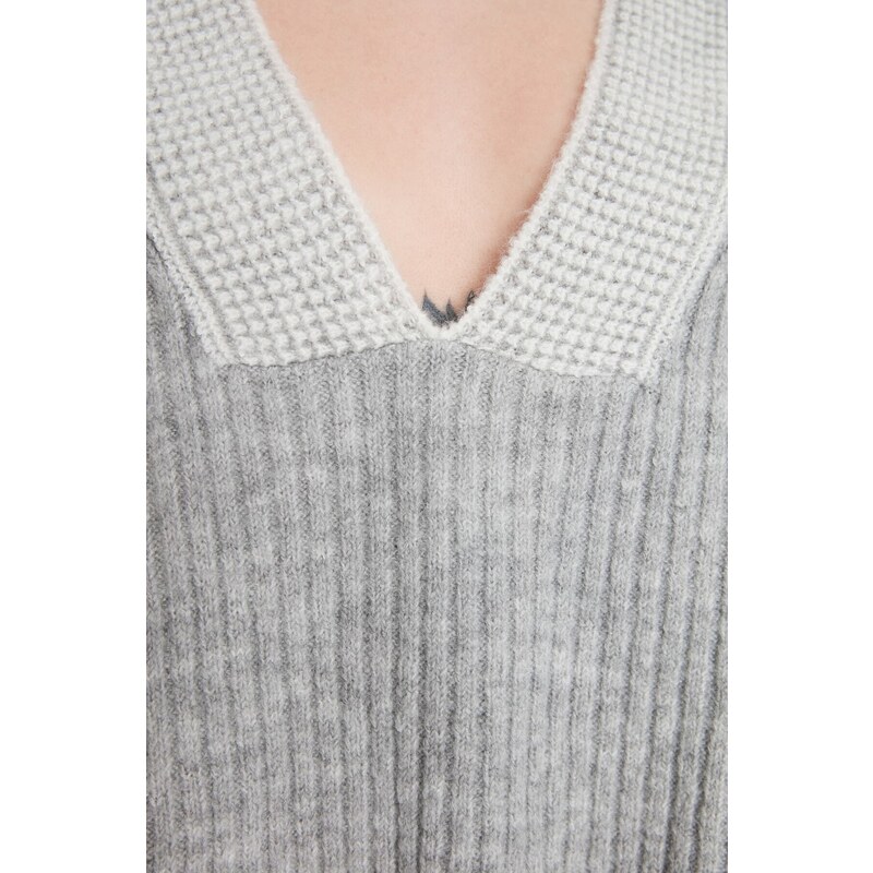 Trendyol Gray Soft Textured Oversized Collar Detailed Knitwear Sweater