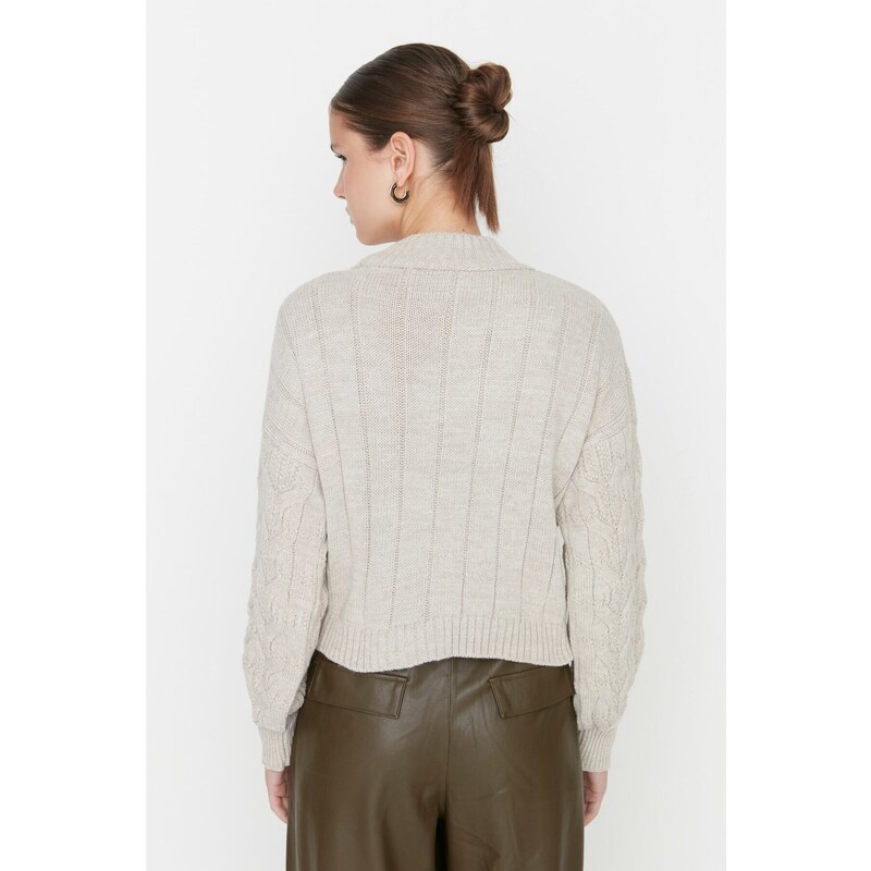 Trendyol Stone Crop Pletený svetr s vysokým výstřihem