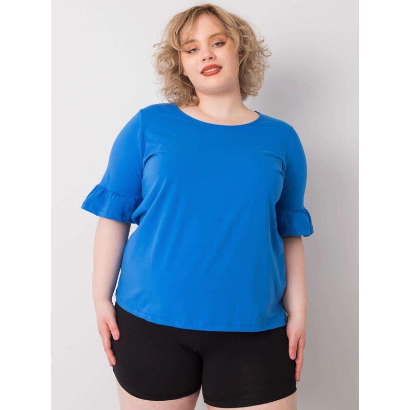 BASIC Feel Good Tmavě modrá oversized halenka s ozdobnými rukávy 107049108
