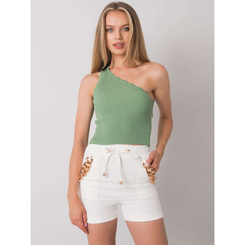 Fashionhunters Khaki asymetrický top