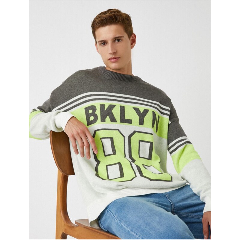 Koton Oversize College Patterned Sweater