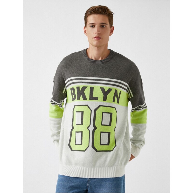 Koton Oversize College Patterned Sweater