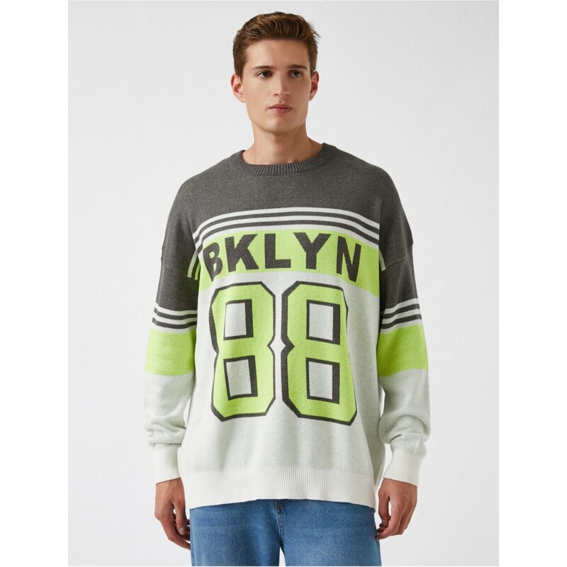 Koton Oversize College Patterned Sweater