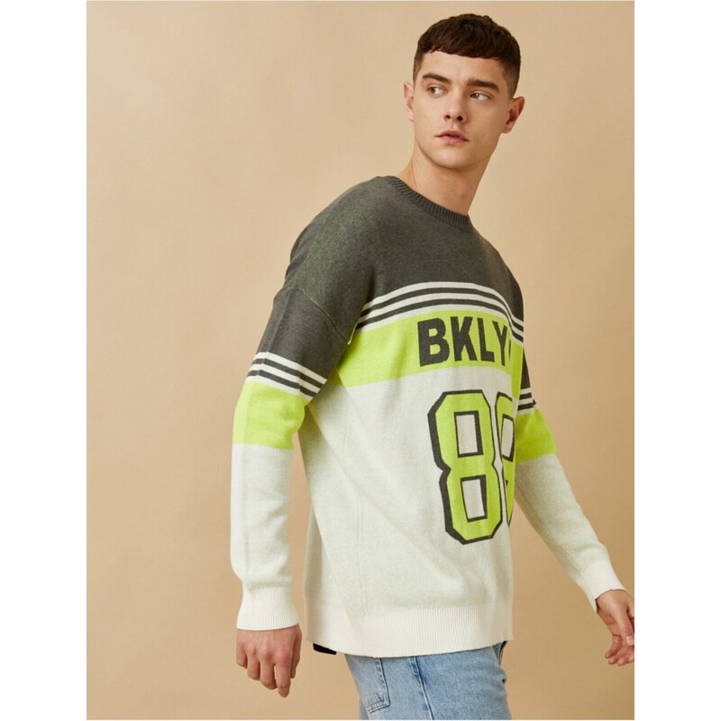 Koton Oversize College Patterned Sweater