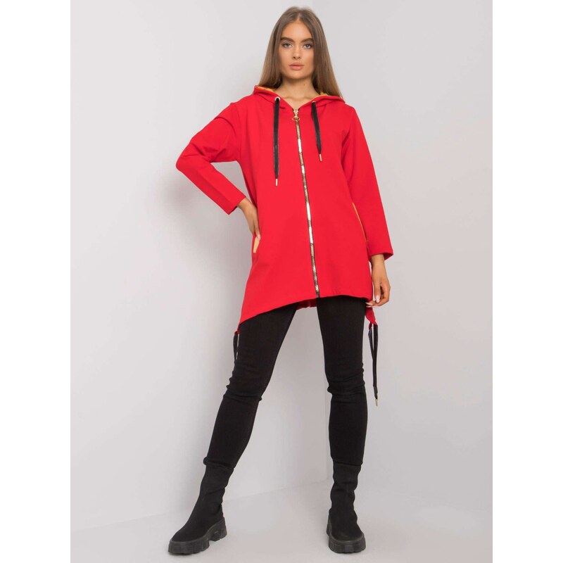 Fashionhunters Červená mikina na zip s kapsami