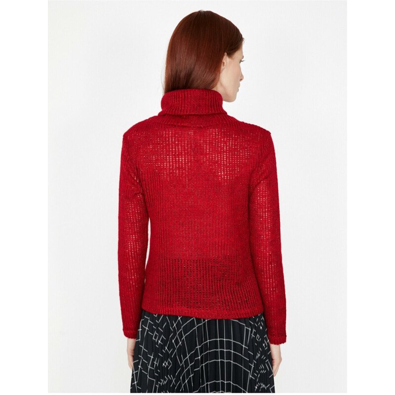 Koton Women's Red Turtleneck Sweater