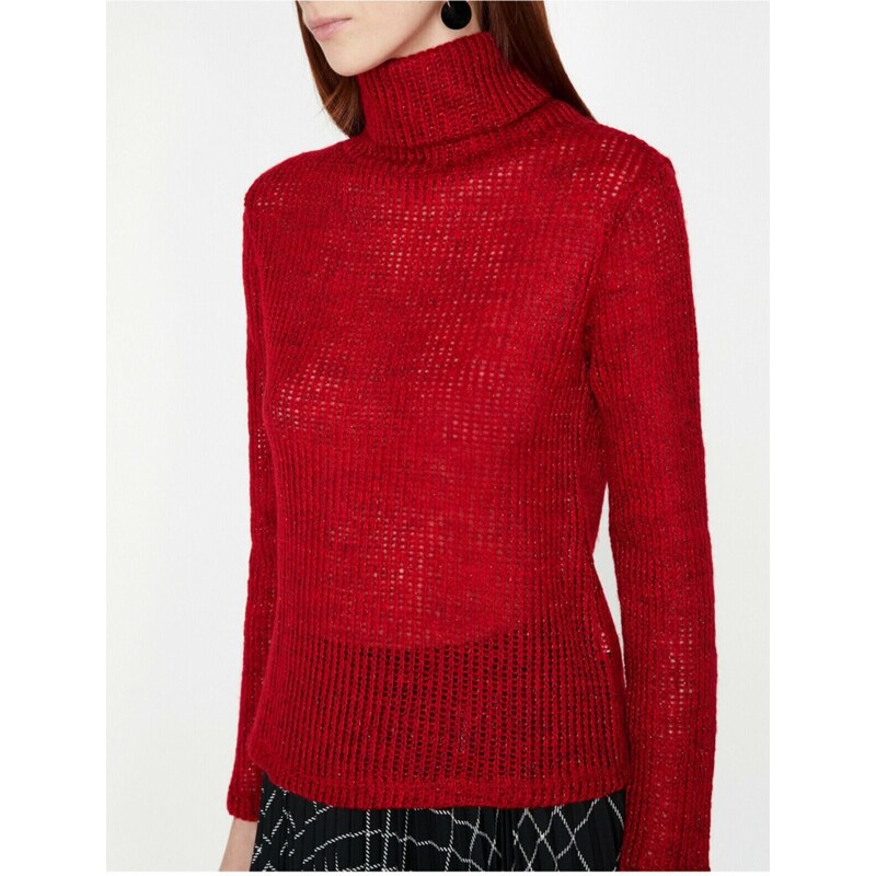 Koton Women's Red Turtleneck Sweater