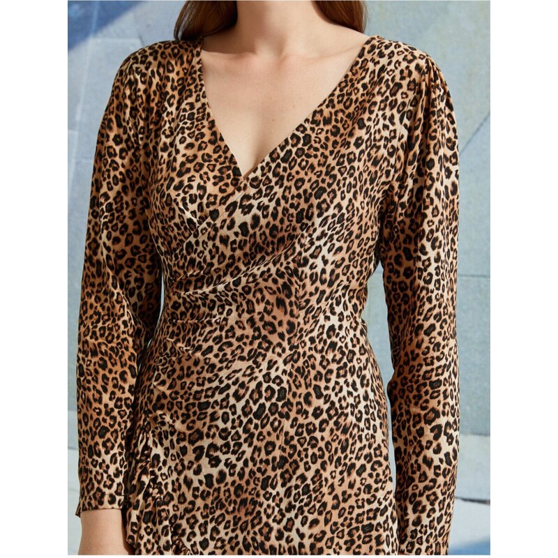 Koton Leopard Patterned Ruffle Mini Dress