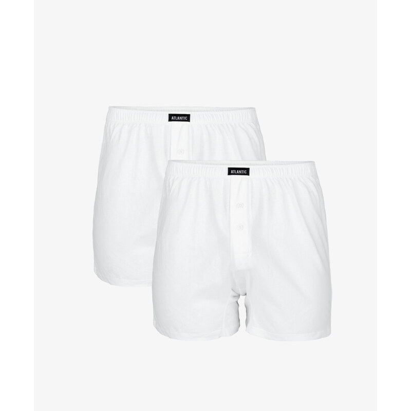 Pánské klasické boxerky s knoflíčky ATLANTIC 2PACK - bílé