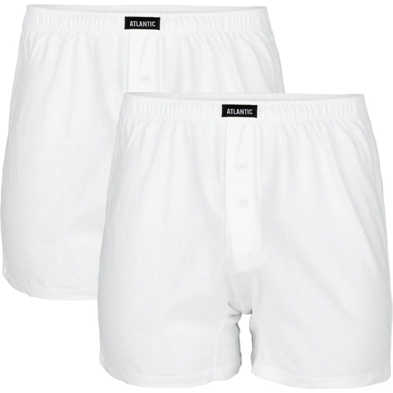 Pánské klasické boxerky s knoflíčky ATLANTIC 2PACK - bílé