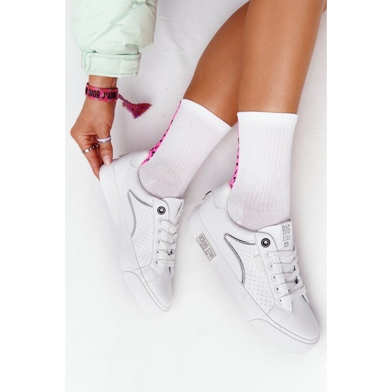 BIG STAR SHOES Women's Leather Sneakers BIG STAR White-Silver