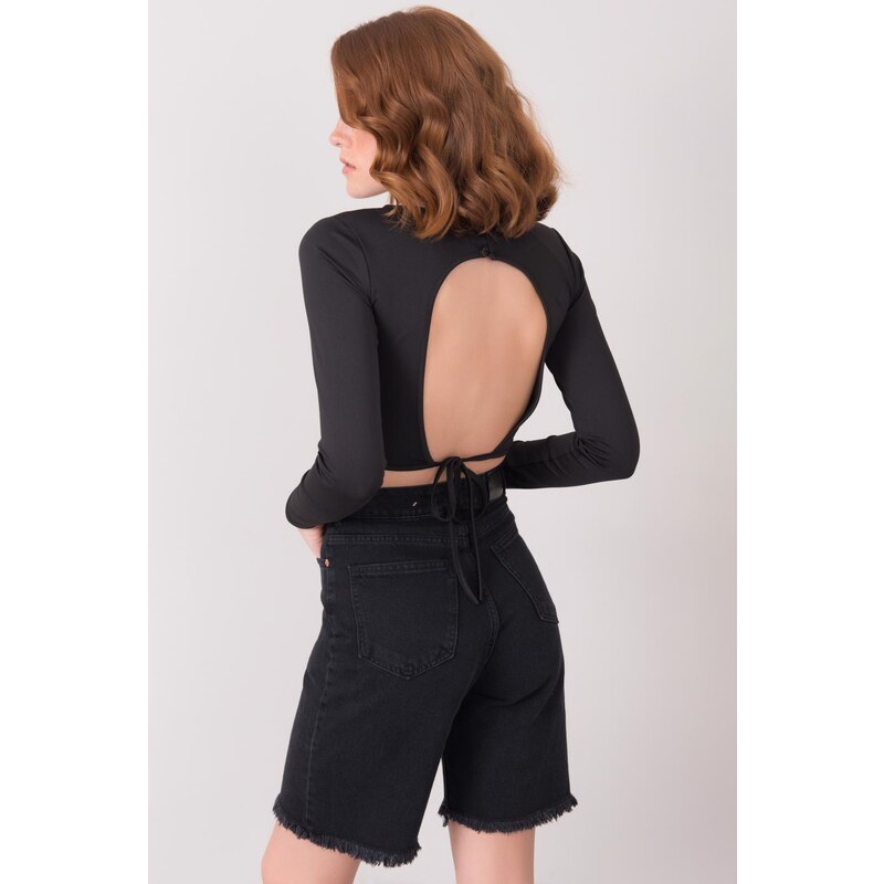 Fashionhunters Černý krátký top BSL 107047584