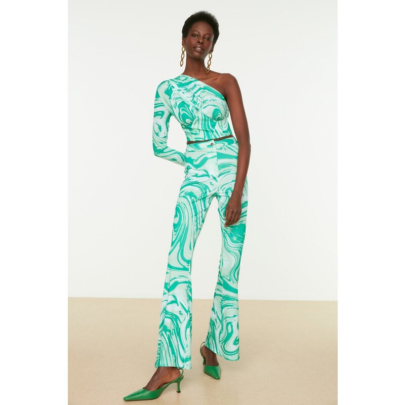Trendyol Green Flare Leg Kalhoty