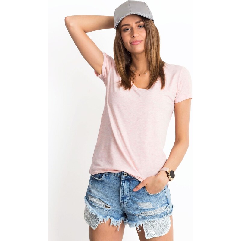 Fashionhunters Růžové vřesové čtvercové tričko