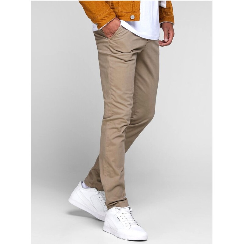 Béžové slim fit chino kalhoty Jack & Jones Marco - Pánské