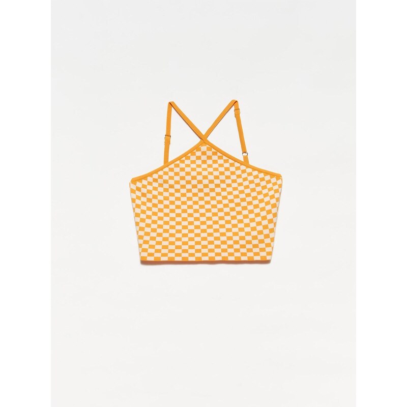 Dilvin 10185 Front Cross Strap Tank Top - orange