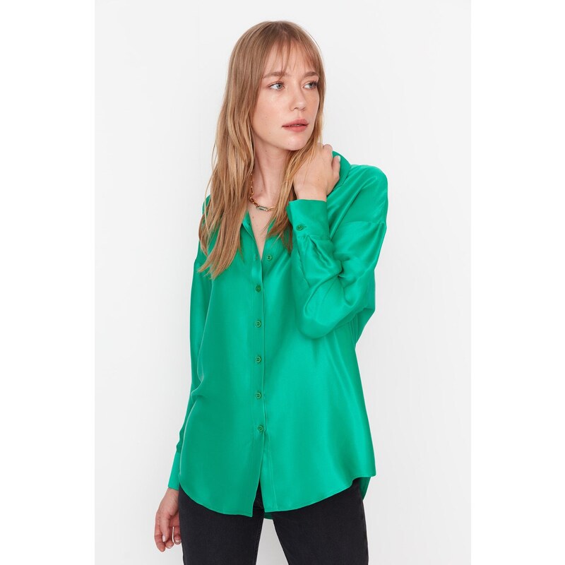 Trendyol Basic Oversize Woven Satin Shirt