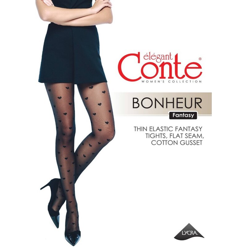 Dámské punčochy Conte CONTE_BONHEUR_Women_s_tights_with_heart_pattern_euro_package_818