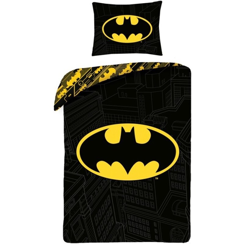 Halantex Bavlněné ložní povlečení Batman - motiv Logo - 100% bavlna - 70 x 90 cm + 140 x 200 cm