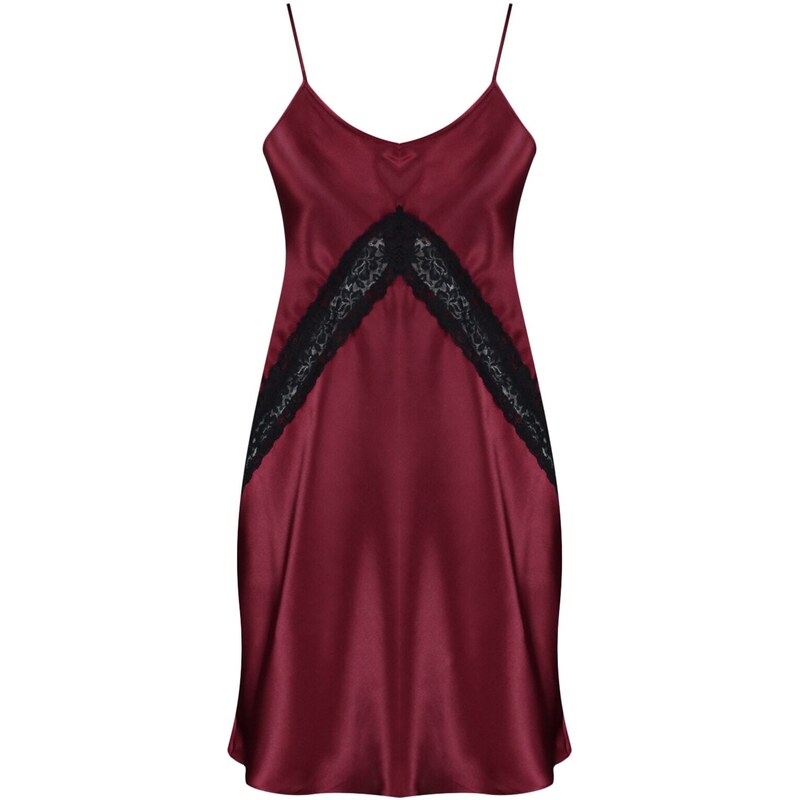 Trendyol Burgundy Weave Satin Nightgown With Lace Detail